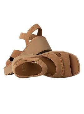 Sandálias UGG New Heights com tira no tornozelo em camelo para mulher.