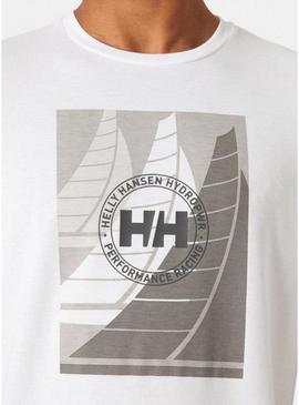 Camiseta Helly Hansen Race branca para homem.