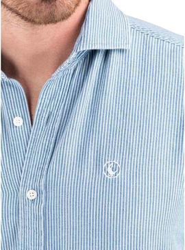 Camisa El Ganso Denim listrada azul para homens.