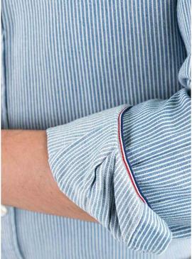 Camisa El Ganso Denim listrada azul para homens.