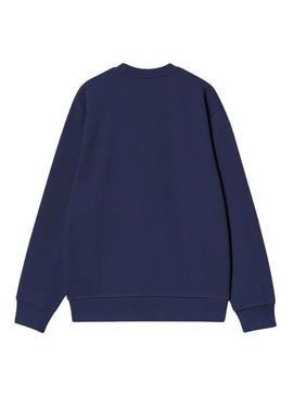 Moletom Carhartt Script azul para homem.