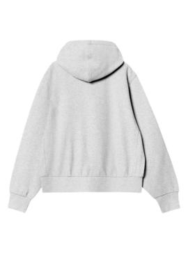 Moletom Carhartt American Zip cinza para mulher.