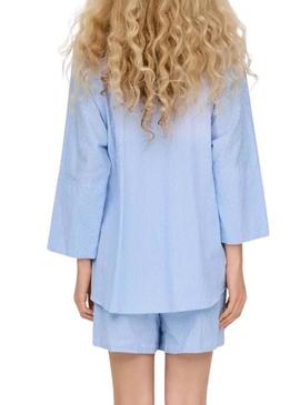 Camisa Only Augusta azul para mulher
