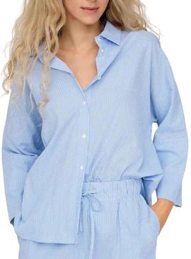 Camisa Only Augusta azul para mulher