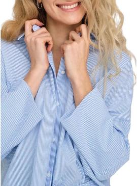 Camisa Only Augusta azul para mulher