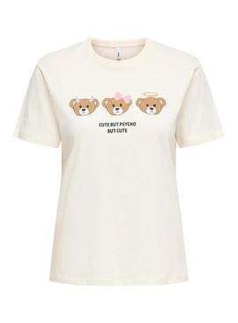 Camiseta Only Ketty Cute bege para mulher.