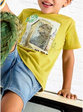 Camiseta Mayoral Lenticular amarela para menino.