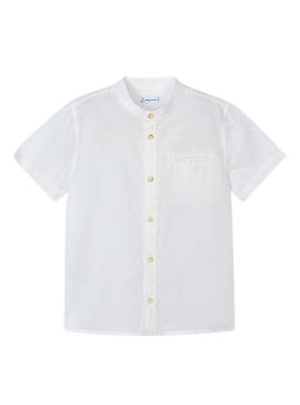 Camisa Mayoral Mao em linho branco para menino.