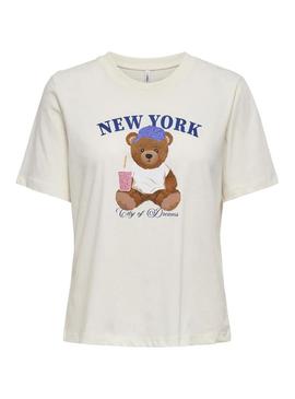 Camiseta Only Rosa Nova Iorque para mulher.