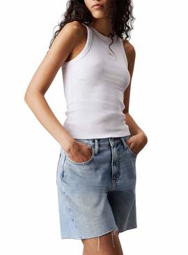 Camiseta Calvin Klein Jeans Woven Label branca para mulher.
