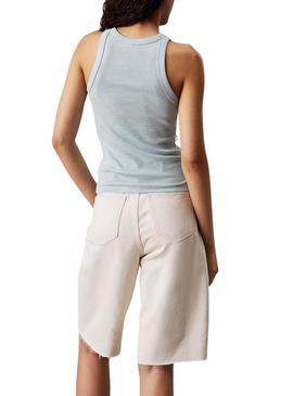 Camiseta Calvin Klein Jeans Woven Label azul para mulher.