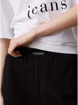 Calças curtas Calvin Klein Jeans Placed preto para mulher.