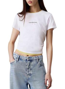 Camiseta Calvin Klein Jeans Gradient branca para mulher.