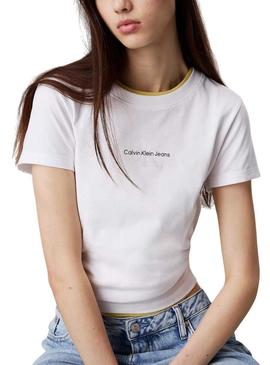 Camiseta Calvin Klein Jeans Gradient branca para mulher.