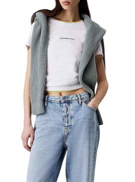 Camiseta Calvin Klein Jeans Gradient branca para mulher.