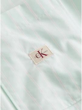 Camisa Calvin Klein Jeans Summer Poplin turquesa para mulher