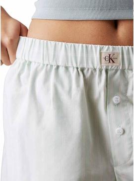 Shorts Calvin Klein Jeans Summer Poplin turquesa para mulher.