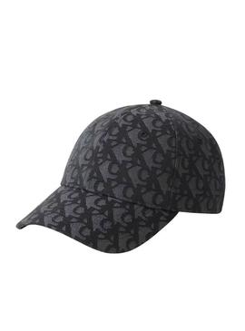 Boné Calvin Klein Jeans Monograma preto e cinza para mulher.