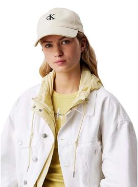 Boné Calvin Klein Jeans Monogram branco para mulher