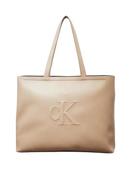Bolsa Calvin Klein Jeans Tote bege para mulher