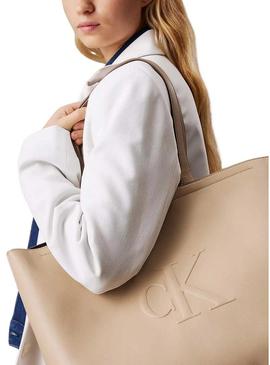 Bolsa Calvin Klein Jeans Tote bege para mulher
