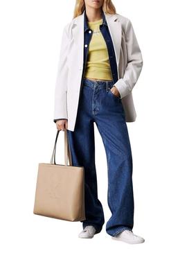 Bolsa Calvin Klein Jeans Tote bege para mulher
