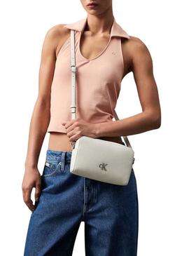 Bolsa transversal Calvin Klein Jeans Camera branca para mulher.