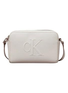 Bolsa Calvin Klein Jeans Sculpted Camera branca para mulher
