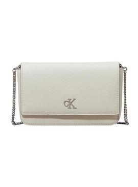 Bolsa Calvin Klein Jeans Minimal monograma branca para mulher