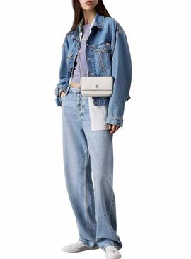 Bolsa Calvin Klein Jeans Minimal monograma branca para mulher