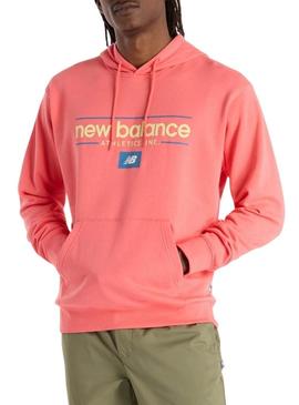 Moletom com capuz da New Balance com logo coral para homens.