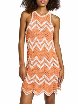 Vestido Pepe Jeans Oriana laranja e bege para mulher