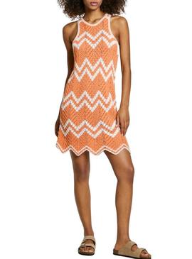 Vestido Pepe Jeans Oriana laranja e bege para mulher