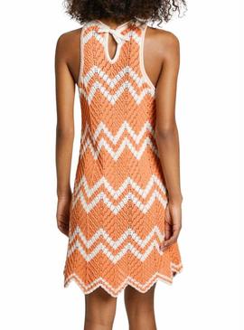 Vestido Pepe Jeans Oriana laranja e bege para mulher