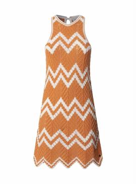 Vestido Pepe Jeans Oriana laranja e bege para mulher