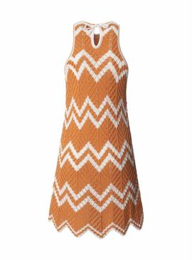 Vestido Pepe Jeans Oriana laranja e bege para mulher