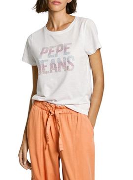Camisa Pepe Jeans Victoria branca para mulher.
