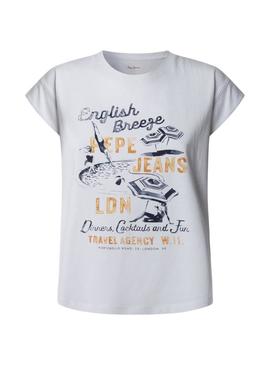 Camiseta Pepe Jeans Valma branca para mulher
