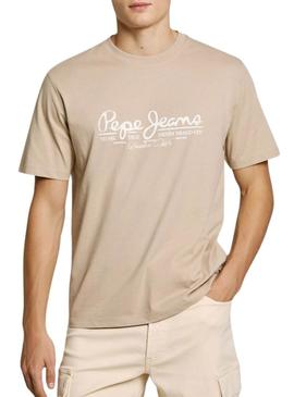 Camiseta Pepe Jeans Dumas bege para homem.