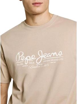 Camiseta Pepe Jeans Dumas bege para homem.