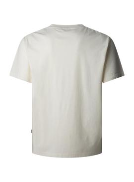 Camiseta Pepe Jeans Jacko branca para homem.