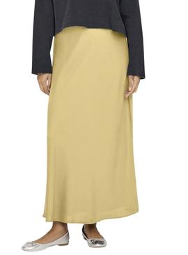 Saia Only Chigo de cetim amarelo para mulher