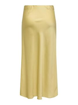 Saia Only Chigo de cetim amarelo para mulher