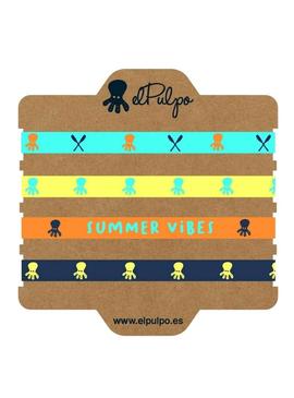 Conjunto de pulseiras El Pulpo Summer Vibes multicoloridas.
