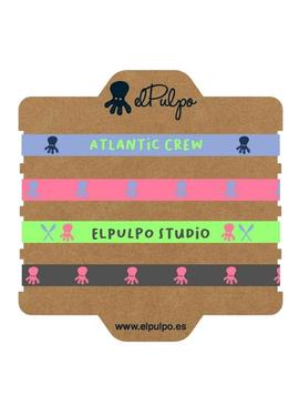 Conjunto de pulseiras El Pulpo Atlântico multicoloridas.