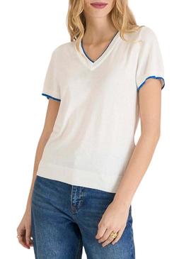 Camiseta de malha Naf Naf branca para mulher.