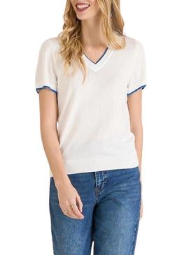 Camiseta de malha Naf Naf branca para mulher.