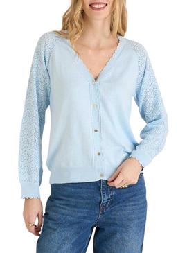 Casaco de malha Naf Naf azul claro para mulher