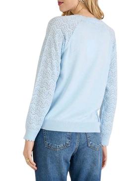 Casaco de malha Naf Naf azul claro para mulher