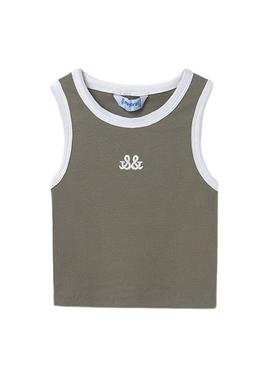 Camiseta Mayoral alças verde bordado para menina